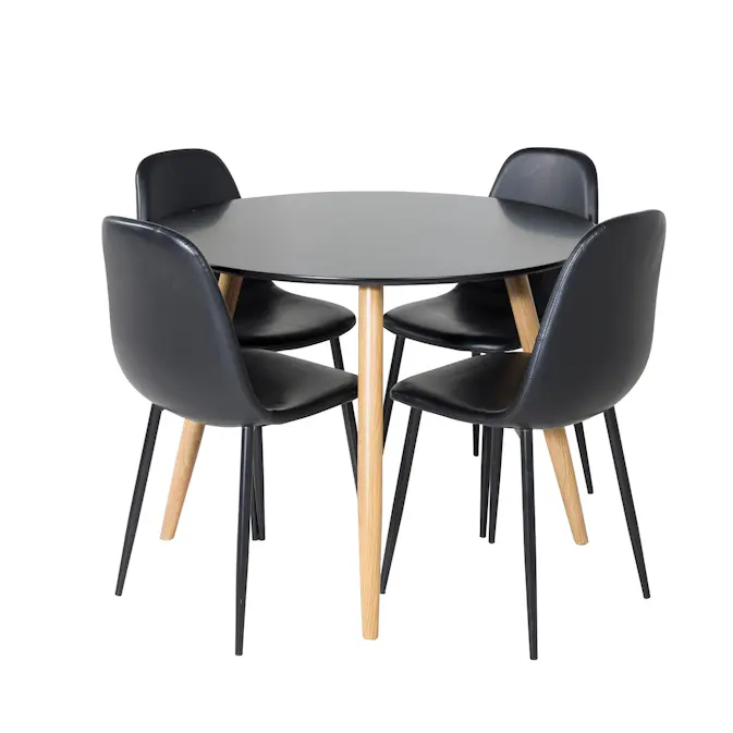 Matgrupp Venture Home Plake med 4 Pobbie Stolar Konstläder Runt