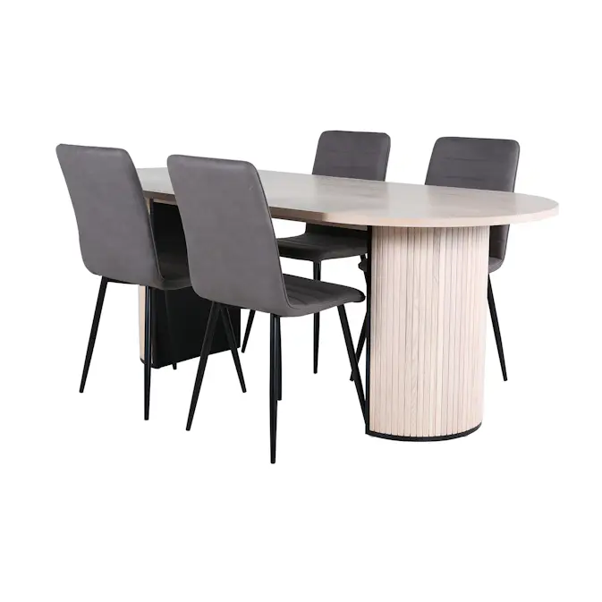 Matgrupp Venture Home med Ovalt Bianca Matbord och 4 Walerina Matstolar