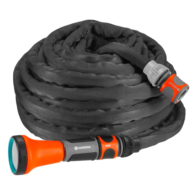 Textilslang Liano™ Xtreme 15 m Set med strålmunstycke och förvaringsväska