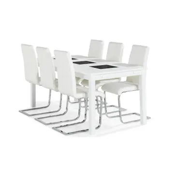 Matgrupp Basic Home Jasmin Rektangulärt Matbord 180-270 cm Förlängningsbart med 6 Cibus Matstol