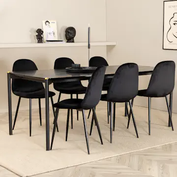 Matgrupp Venture Home Paris med 6 Pobbie Stolar Svart