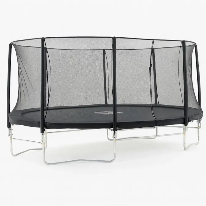 Studsmatta Metalcraft Oval Svart 3,05 x 4,88 m Med Säkerhetsnät & Stabil Stålram För Trädgårdslek