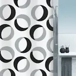 Duschdraperi Spirella Rings Grey-Black 180X200