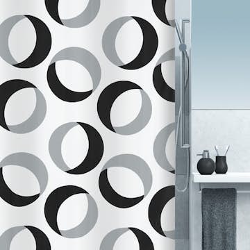 Duschdraperi Spirella Rings Grey-Black 180X200
