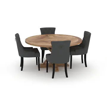 Matgrupp Bloomington Lyon Runt Matbord 150 cm med 4 Viktoria Matstol