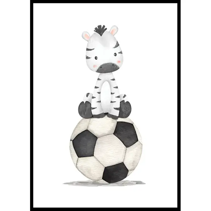 Poster Gallerix Zebra With Soccer Ball