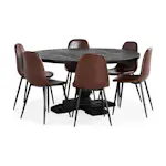 Matgrupp Bloomington Dijon Runt Matbord 150 cm med 6 Nibe Matstol