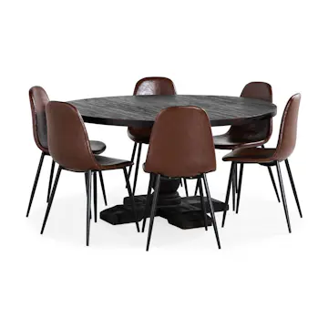 Matgrupp Bloomington Dijon Runt Matbord 150 cm med 6 Nibe Matstol