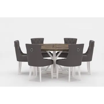 Matgrupp Bloomington Lyon Runt Matbord 150 cm Vit Bas med 6 Viktoria Matstol