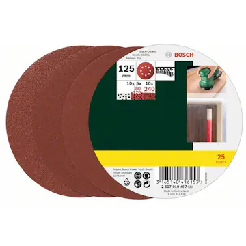 Slipark Bosch Power Tools 25-delars K80-240 125 mm