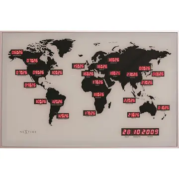 Väggklocka NeXtime World Time Digit