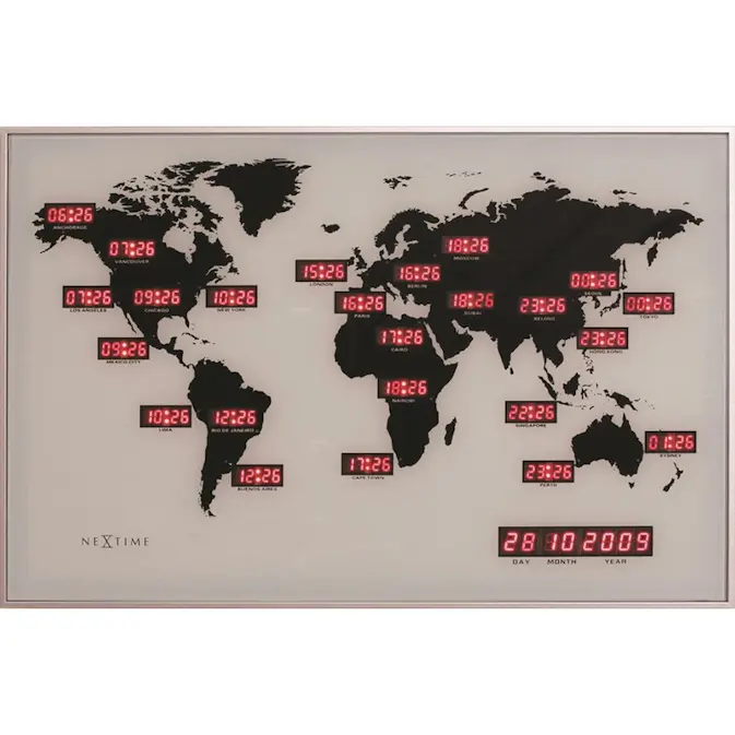 Väggklocka NeXtime World Time Digit