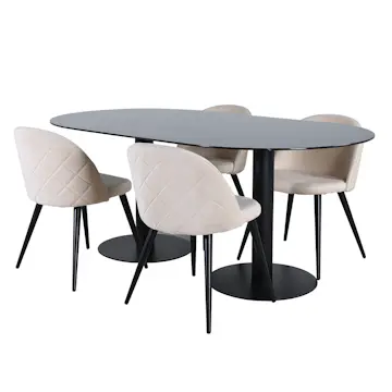 Matgrupp Venture Home Oslo med 4 Valentina Stitcthes Stolar Sammet