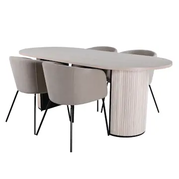 Matgrupp Venture Home Bianca med 4 Bergen Stolar Polyester