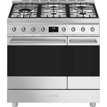 Gasspis Smeg C92GMX2 Sinfonia Rostfri med Dubbelugn och Grillfunktion