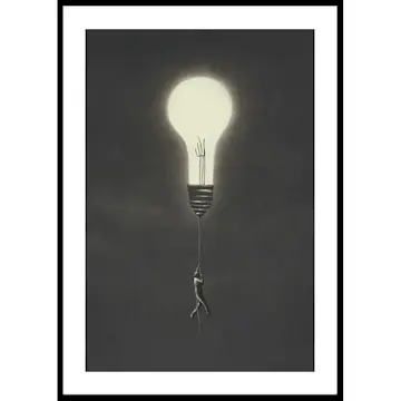Poster Gallerix Flying With Light Bulb