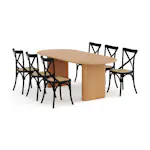 Matgrupp Basic Home Noira Ovalt Matbord 220 cm med 6 Kalb Matstol