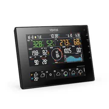 Väderstation Ventus Trådlös W850 Svart Termometer med Wifi & 10 Dagars Prognos