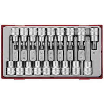 Hylsbitssats 18 delar för TX-spår, 1/2 tum fyrkantsfäste Teng Tools TTTX18