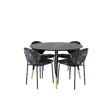 Matgrupp Venture Home Disa Rund med 4 Valor Stolar