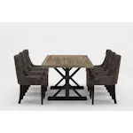 Matgrupp Bloomington Lyon Rektangulärt Matbord 200-290 cm Förlängningsbartt Svart Bas med 6 Tuva Matstol