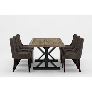 Matgrupp Bloomington Lyon Rektangulärt Matbord 200-290 cm Förlängningsbartt Svart Bas med 6 Tuva Matstol