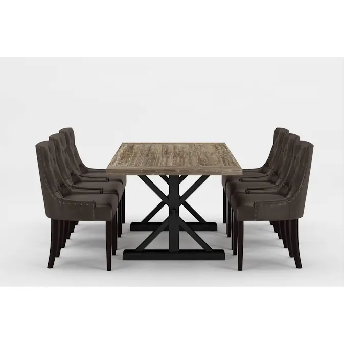 Matgrupp Bloomington Lyon Rektangulärt Matbord 200-290 cm Förlängningsbartt Svart Bas med 6 Tuva Matstol