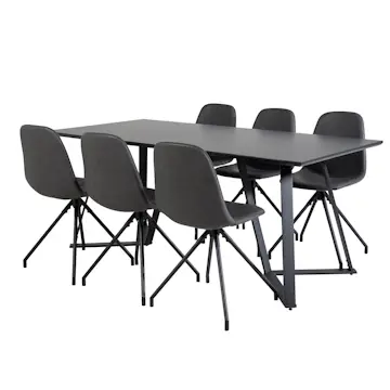 Matgrupp Venture Home Madde med 6 Pobbie Stolar Konstläder