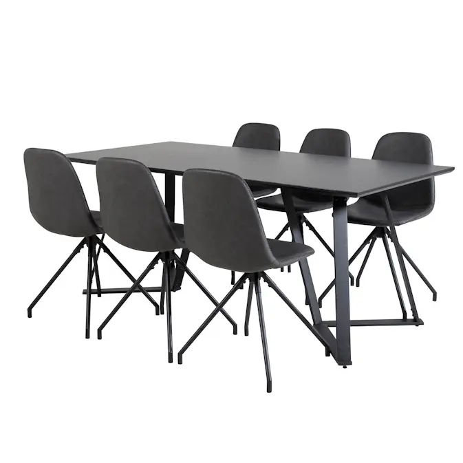 Matgrupp Venture Home Madde med 6 Pobbie Stolar Konstläder