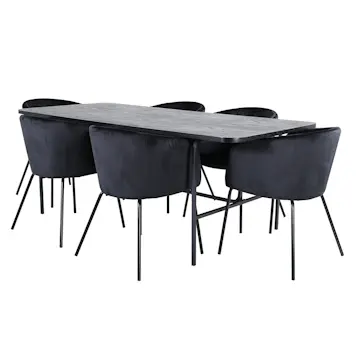 Matgrupp Venture Home Chicago matbord och Bergen matstol Svart