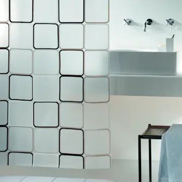 Duschdraperi Spirella Frame black 180x200