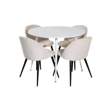 Matgrupp Concept 55 Ridones Runt Matbord 100 cm med 4 Valeri Matstol