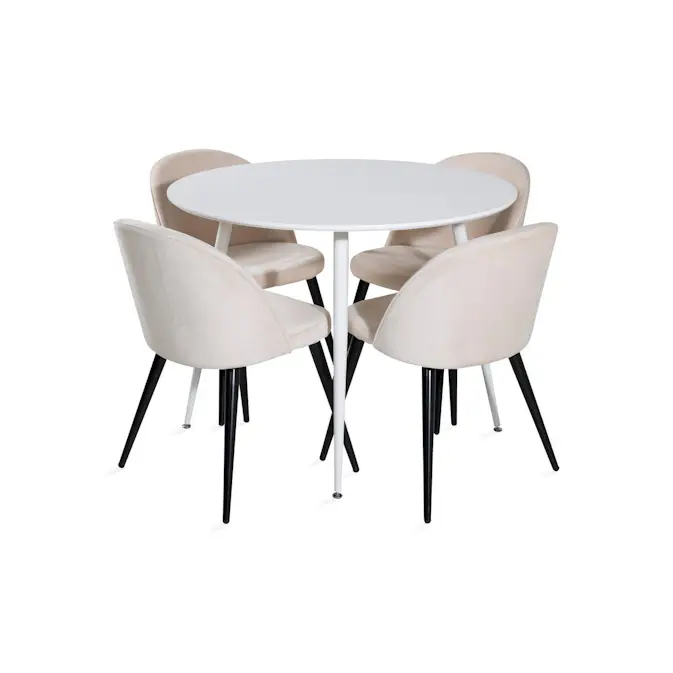 Matgrupp Concept 55 Ridones Runt Matbord 100 cm med 4 Valeri Matstol