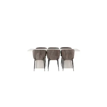 Matgrupp Venture Home Olga med 6 st Modesto stolar