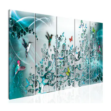 Tavla Arkiio Hummingbirds Dance 5 delar Turkos