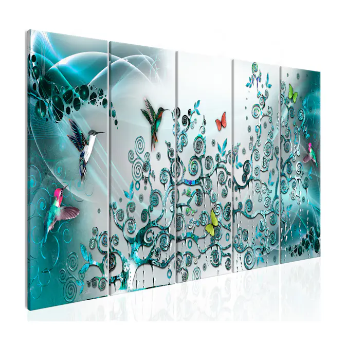 Tavla Arkiio Hummingbirds Dance 5 delar Turkos