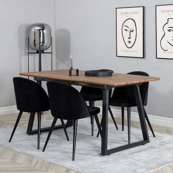 Matgrupp Venture Home Inca med 4 Velvet stolar