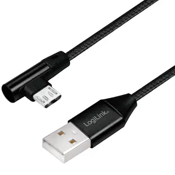 Vinklad MicroUSB-kabel LogiLink USB 2.0 15W 1 m