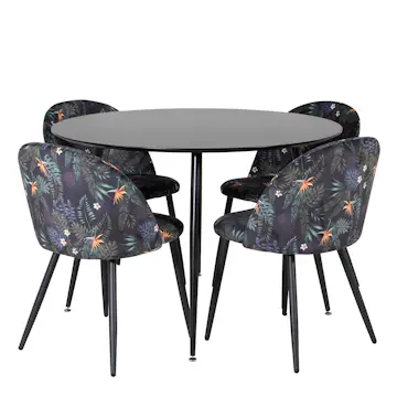 Matgrupp Venture Home Silvia med 4 Valentina Stolar Polyestertyg Runt