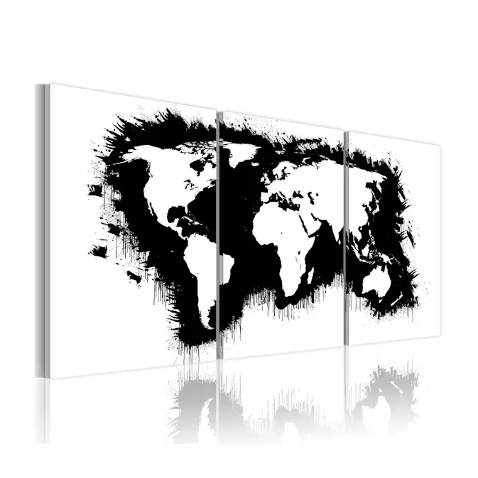 Tavla Arkiio Världskartan I Svart Vit