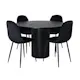 Matgrupp Venture Home Bianca Rund Svart med 4 Pobbie Stolar