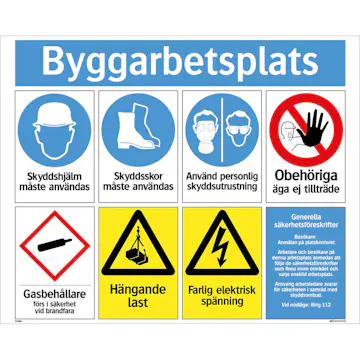 Skylt Systemtext Byggarbetsplats 780x625 mm Aluminium