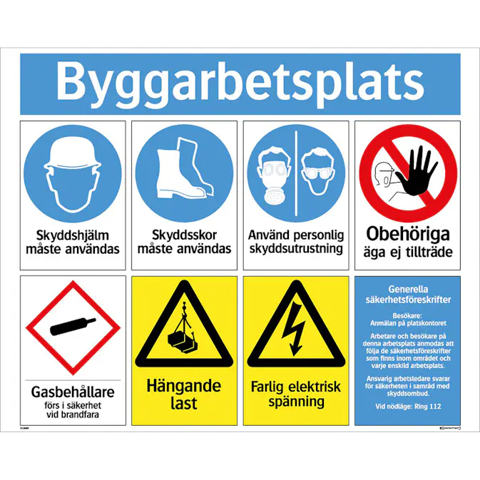 Skylt Systemtext Byggarbetsplats 780x625 mm Aluminium