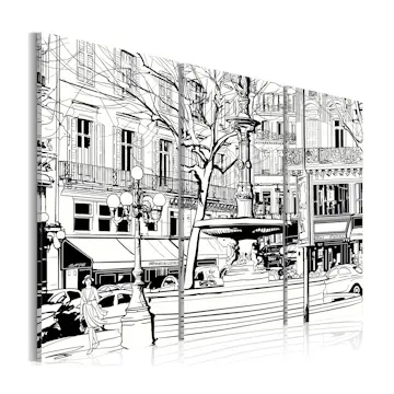 Tavla Arkiio Skiss Över Parisiskt Torg