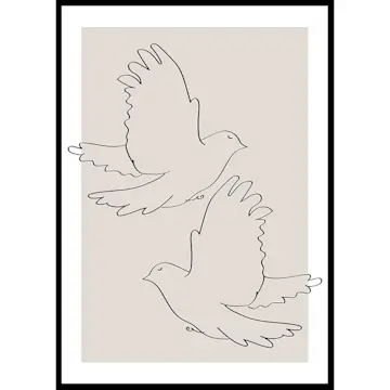 Poster Gallerix Doves Line Drawing