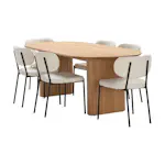 Matgrupp Basic Home Noira Ovalt Matbord 220 cm med 6 Gemmanio Matstol