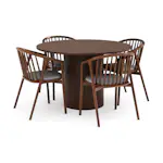 Matgrupp Bark Kopparbo Runt Matbord 120 cm med 4 Noira Matstol