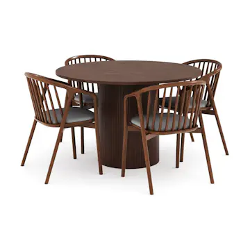 Matgrupp Bark Kopparbo Runt Matbord 120 cm med 4 Noira Matstol