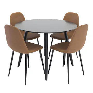 Matgrupp Venture Home Plake med 4 Pobbie Stolar Konstläder Brun