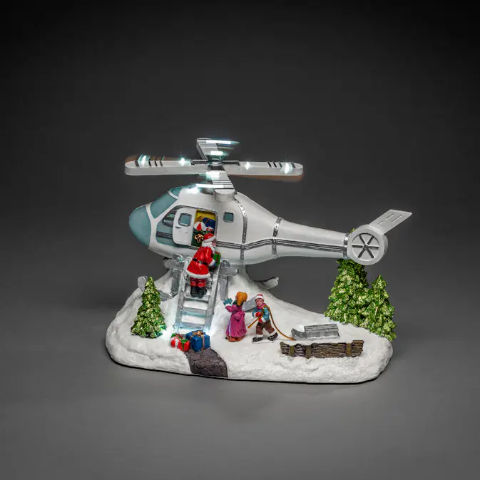 Julby Julfigur Gnosjö Konstsmide Tomte med Helikopter